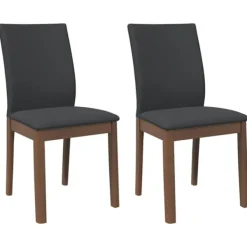 vidaXL Matgrupper>Matstolar med dynor 2 st, brunt massivt trä gummi