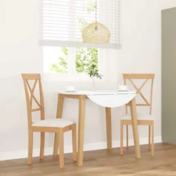 vidaXL Matgrupper>Matstolar med dynor 2 st massivt trä gummi