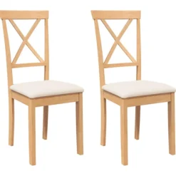 vidaXL Matgrupper>Matstolar med dynor 2 st massivt trä gummi