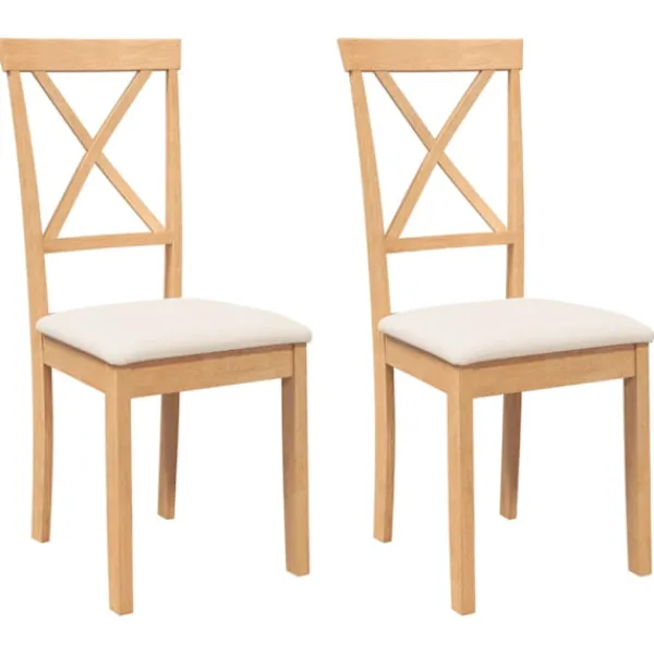 vidaXL Matgrupper>Matstolar med dynor 2 st massivt trä gummi