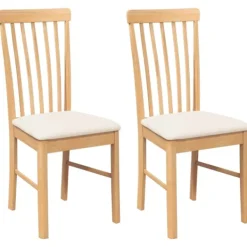 vidaXL Matgrupper>Matstolar med dynor 2 st massivt trä gummi