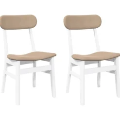 vidaXL Matgrupper>Matstolar med dynor 2 st, vit, massivt trä, gummi