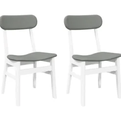 vidaXL Matgrupper>Matstolar med dynor 2 st, vit, massivt trä, gummi