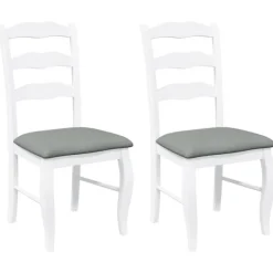 vidaXL Matgrupper>Matstolar med dynor 2 st, vit, massivt trä, gummi