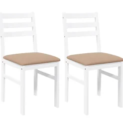vidaXL Matgrupper>Matstolar med dynor 2 st, vit, massivt trä, gummi