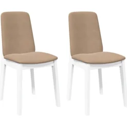 vidaXL Matgrupper>Matstolar med dynor 2 st, vit, massivt trä, gummi