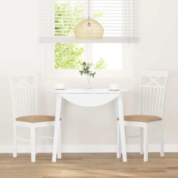 vidaXL Matgrupper>Matstolar med dynor 2 st, vit, massivt trä, gummi