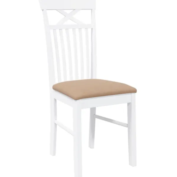 vidaXL Matgrupper>Matstolar med dynor 2 st, vit, massivt trä, gummi