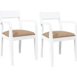 vidaXL Matgrupper>Matstolar med dynor 2 st, vit, massivt trä, gummi