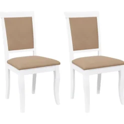 vidaXL Matgrupper>Matstolar med dynor 2 st, vit, massivt trä, gummi