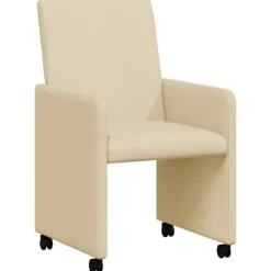 vidaXL Stolar>Matstolar med hjul med hjul 2 pcs Kräm 57 x 66 x 94 cm tyg