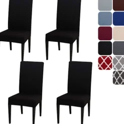 Stolar>Matstolsöverdrag Set om 4 eller 6, Stretch Avtagbar Tvättbar Matstolsskydd Dekoration Överdrag Sittöverdrag för Hotell 4pcs