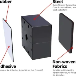 Sängar>Möbelhöjare i kolstål, sänghöjare i kolstål, möbelhöjare för möbelhöjd 4 st bruna fyrkantiga 5,5*6*6cm LRITDER