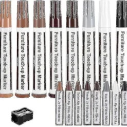 unbranded Stolar>Möbelreparationsset, träpennor för retuschering, laminatreparation, vaxpinnar för trälagning, möbelmarkörer för retuschering, set med 17 markörer och vaxpinnar | Fyndiq