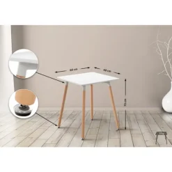 BellaFurn Matbord>MDF Köksbord - Matbord - Justerbar stabilitet för ojämna våningar Färg: Vit | Storlek: 60 cm