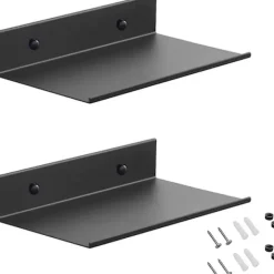 DMstore Hyllor>Metallväggshyllor, 2 stycken 20 cm svarta flytande hyllor, väggmonterad duschhylla, väggmonterad rektangulär hylla med hål och skruvar för vardagsrum | Fyndiq