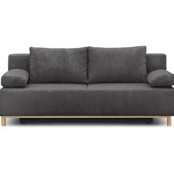 MIKA Soffor>3-sits cabriolet bänk - Mörkgrå manchester - Förvaringslåda - L 192 x H 84 x D 93 cm