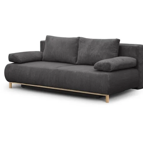 MIKA Soffor>3-sits cabriolet bänk - Mörkgrå manchester - Förvaringslåda - L 192 x H 84 x D 93 cm