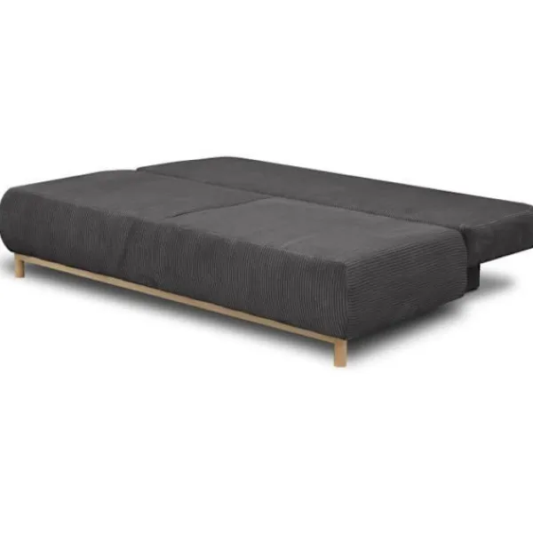 MIKA Soffor>3-sits cabriolet bänk - Mörkgrå manchester - Förvaringslåda - L 192 x H 84 x D 93 cm