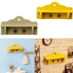 Hyllor>Miniatyr Kök Sovrum Hylla Hängare För Litet Hus Trä Hängande Organizer 1/12 Skala Möbler[D]