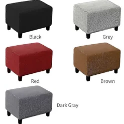 Sittpuffar>Mjuk Polyester Stretch Rutig Jacquard Ottoman Överdrag Modern Rektangulär Fotpall S