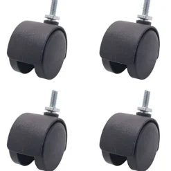 Kontorsmöbler>6mm gängad stam 40mm roterbar dubbelhjulskaster svart