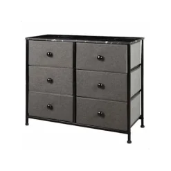 AKTIVE Byråer>Mångsidig byrå 6 lådor - - 80x30x62 cm - Gray - Lätta tyglådor - Stålram