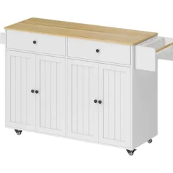 Northio Köksö>Mobil köksö, 2 lådor, kryddhylla, MDF, vit