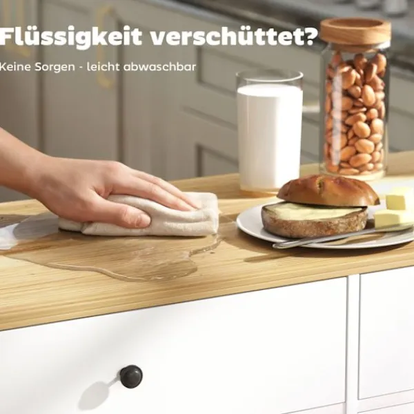 Northio Köksö>Mobil köksö, 2 lådor, kryddhylla, MDF, vit