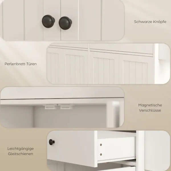 Northio Köksö>Mobil köksö, 2 lådor, kryddhylla, MDF, vit