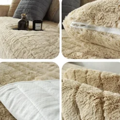 Soffor>Modern enkel plysch soffa kudde, universell all-inclusive varm tjock soffa överdrag, tatami fönsterkarm kudde(Kamel, 70*90)