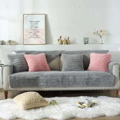 Soffor>Modern enkel plysch soffa kudde, universell all-inclusive varm tjock soffaöverdrag, tatami fönsterkudde (Grå, 70*120)