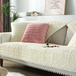 Soffor>Modern enkel plysch soffa kudde, universell all-inclusive varm och tjock sofföverdrag, tatami fönsterkudde (Vit beige, örngott 30*50 (utan