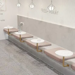 Småbord>Modernt svart runt barbord i mitten av århundradet, väggmonterat bistrococktailbord med metallben