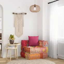 vidaXL Sittpuffar>Modulpuff med kudde tyg lappteknik