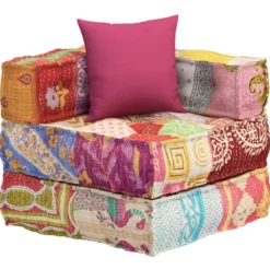 vidaXL Sittpuffar>Modulpuff med kudde tyg lappteknik