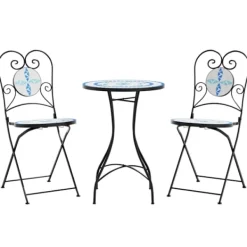 vidaXL Balkongmöbler>Mosaikbord blå och vit järn och keramik