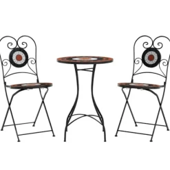 vidaXL Balkongmöbler>Mosaikbord terrakotta och vit järn och keramik