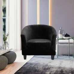 Generic Fåtöljer>Multi-elastiskt sammetsöverdrag för Tullsta Cabriolet Fåtölj Modell Stark Färg: Svart (Fåtöljöverdrag + Kudde)