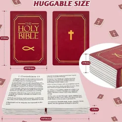 EURL Sittpuffar>Mysig Tro-Bibel Kudde Öppningsbar Bok Plysch Kudde för Heliga Bibeln Barn Kramkudde Present, Röd