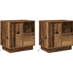 vidaXL Sängar>Nattduksbord med låda 2 pcs Gammalt trä 50 x 34,5 x 50 cm