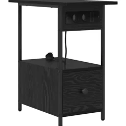vidaXL Sängar>Nattduksbord med låda Svart Ek 60 x 30 x 61 cm Konstruerat trä
