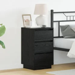 vidaXL Sängar>Nattduksbord Svart Ek 39 x 34,5 x 65 cm Konstruerat trä