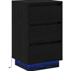 vidaXL Sängar>Nattduksbord Svart Ek 39 x 34,5 x 65 cm Konstruerat trä