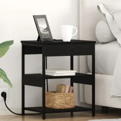 vidaXL Sängar>Nattduksbord Svart Ek 41 x 31 x 51 cm Konstruerat trä