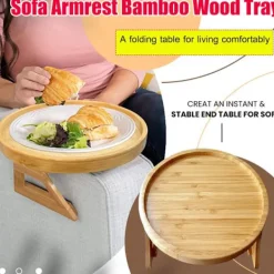 Småbord>Naturlig bambu soffa Armstöd Clip-on bricka 25*25cm