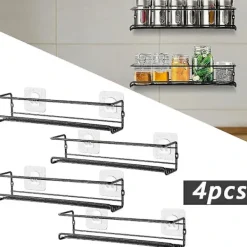 Hyllor>/NN/4-pack Köks Hyllor Kryddställ Väggmonterad Förvaringsorganisatör Skåpstativ {F2]