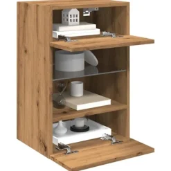 vidaXL Skåp>Nástenné skrinky s LED osvetlením pre TV 2 st artisan ek 40x30x60,5 cm