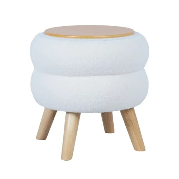 Home4You Sittpuffar>Ottoman/ bord HANA D40xH41cm, vit, med förvaring