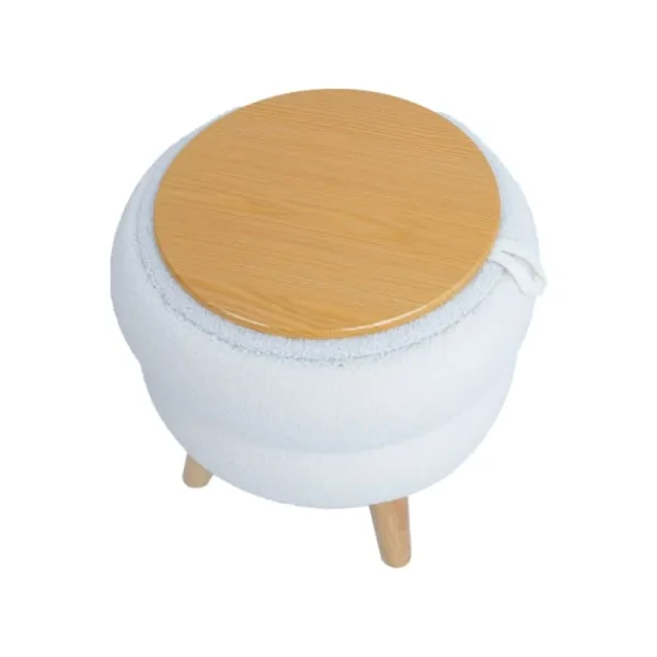 Home4You Sittpuffar>Ottoman/ bord HANA D40xH41cm, vit, med förvaring